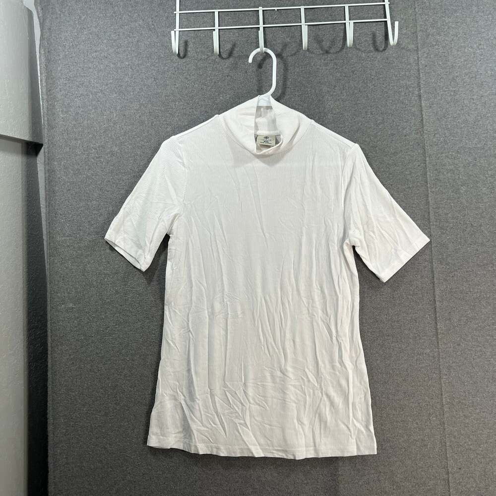 Laurie Felt Rib Silky Rayon Made From Bamboo Turtle Neck White, X-Small